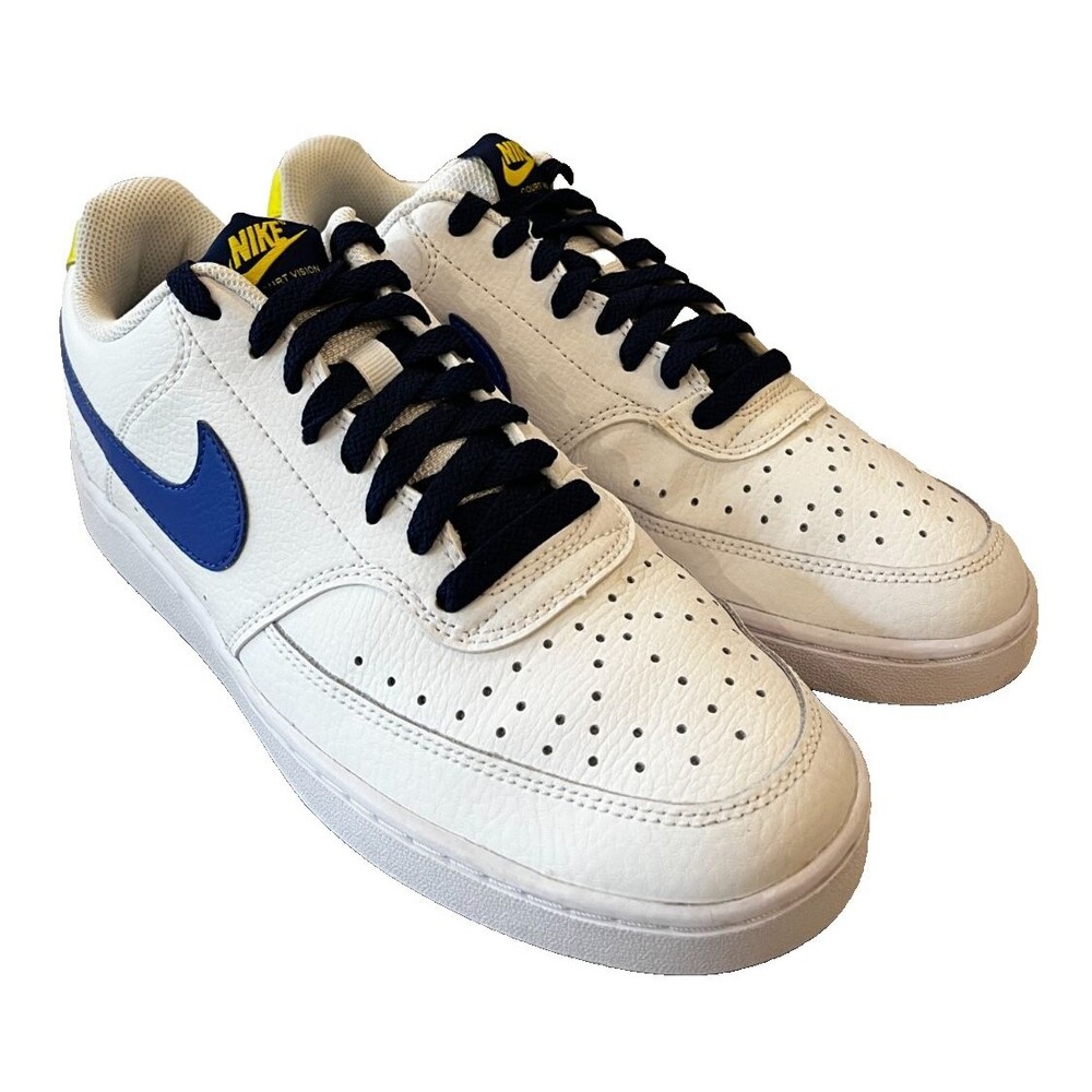 Nike Size 8 Court Vision Low NBA Shoes White Blue Void Yellow DM1187-102 Men's